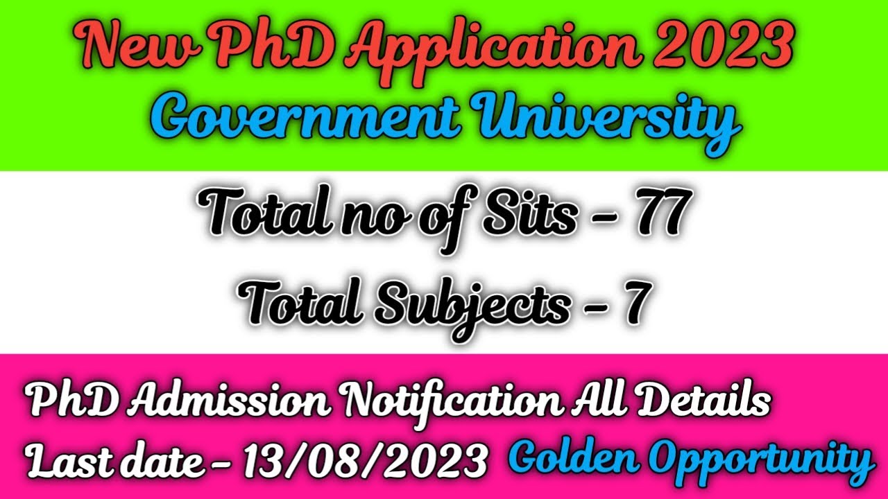 New phd admission 2023 // ongoing phd admission 2023 // Government University // New PhD Application