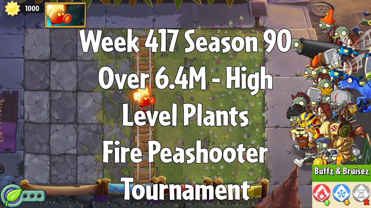 (Over 6.4M - Fire Peashooter Tournament) PvZ2 Arena Week 417 S90, High Level Plants - Jade League