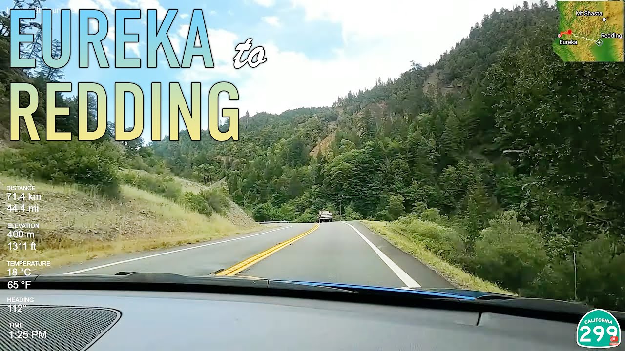 Eureka to Redding Road Trip Timelapse in 4K
