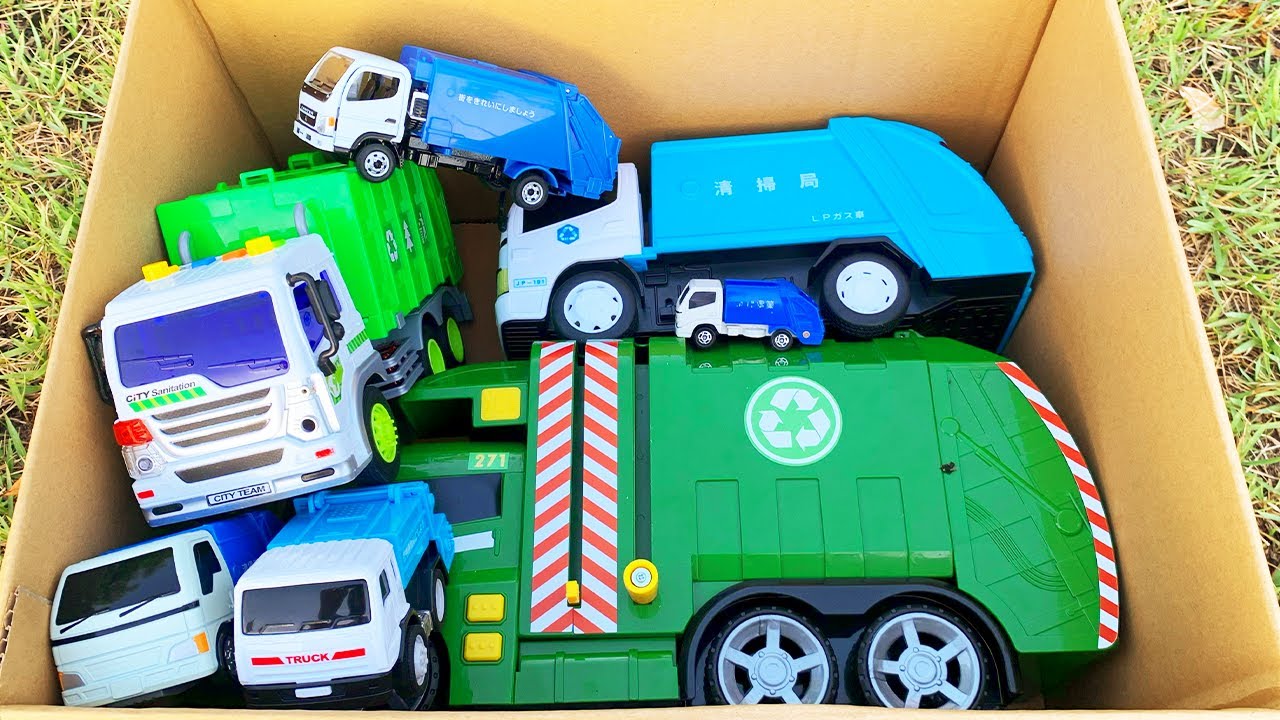 坂道走る『ゴミ収集車』のミニカーで緊急走行テスト！サイレンあり Slope driving test with garbage truck minicars run on the slope!