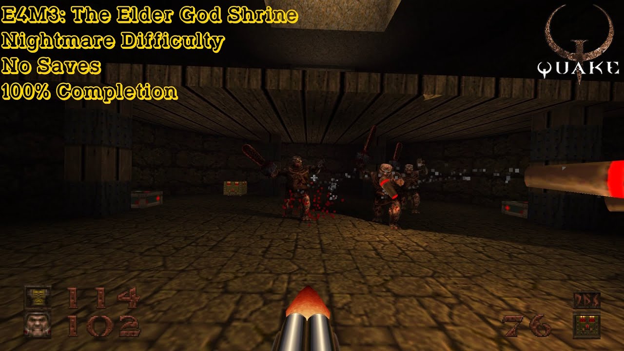 Quake Remastered (Nightmare) - E4M3: The Elder God Shrine (100%)