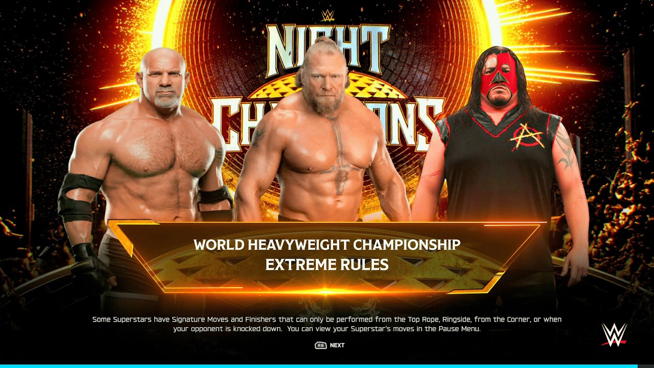 WE 2K25 FULL MATCH - Goldberg vs Brock Lesnar vs Abyss - Extreme Physics Match