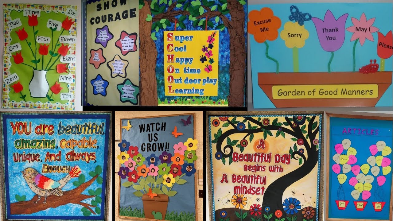 15  ideas for school wall and classroom decoration, softboard and bulletin board decoration ideas
