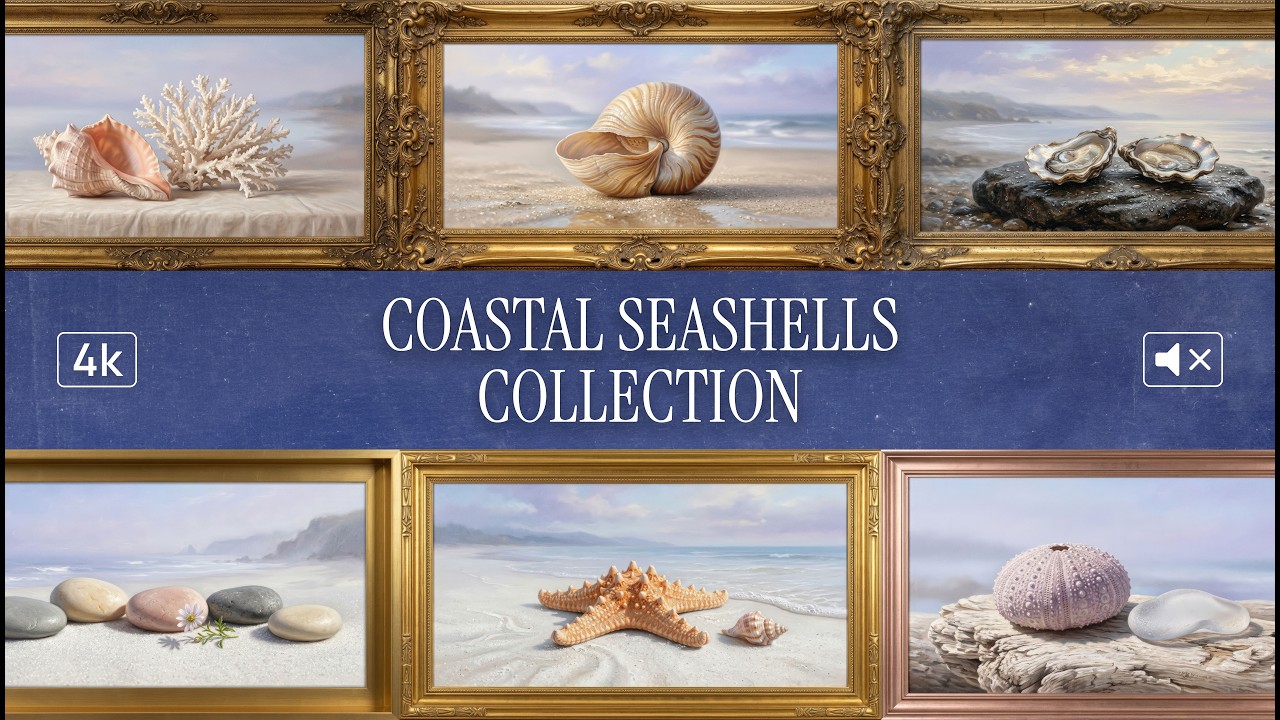 Coastal Seashells Collection | 4K Frame TV Art | No Music