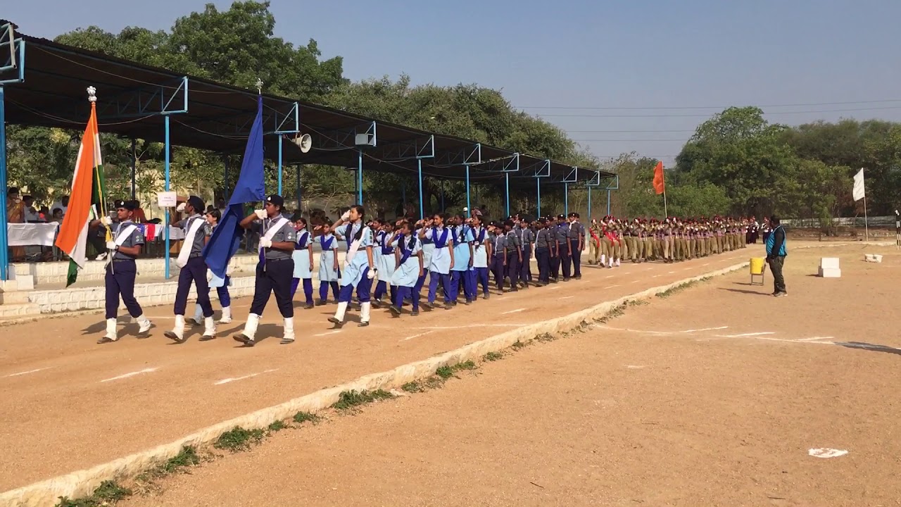 Annual Sports Day 2018 March past by Scout and guides and NCC Cadets