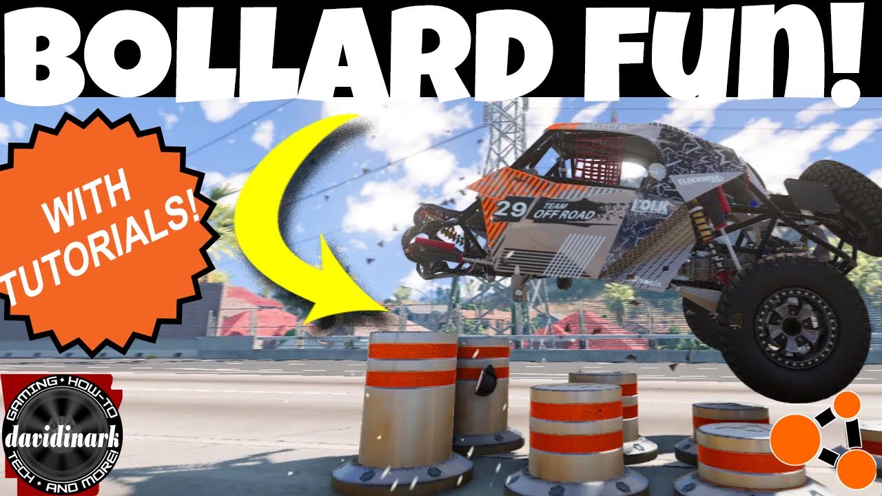 BeamNG Drive - Bollards! 5 Fun BOLLARD Tricks - How to play beamng drive