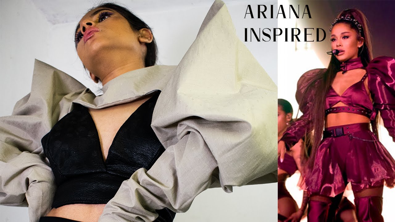 ARIANA GRANDE INSPIRED;DIY DRAMATIC SLEEVES EXTRAAA CROPPED JACKET:(USING t-shirt as pattern)