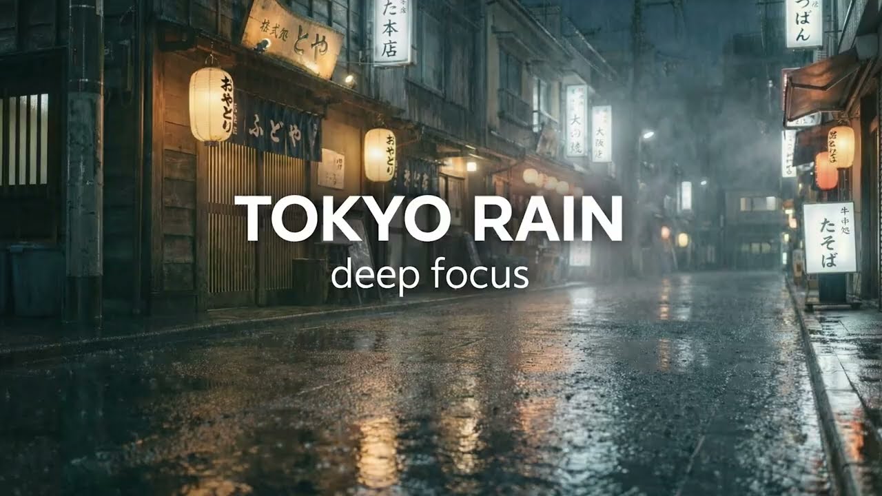 Tokyo Night Rain | Deep Focus Rain Ambience | 2 Hours