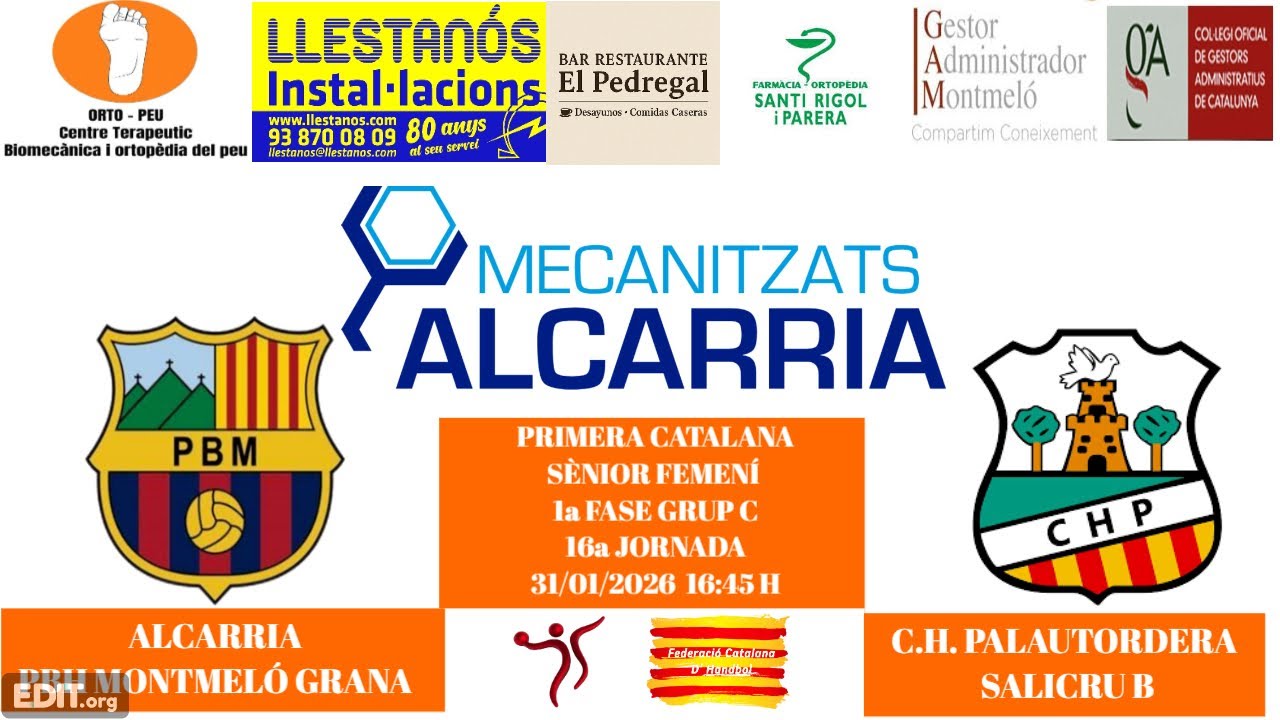 Alcarria PBH Montmeló Grana - CH Palautordera B, Sènior Femení, 1a Catalana, 31/01/2026