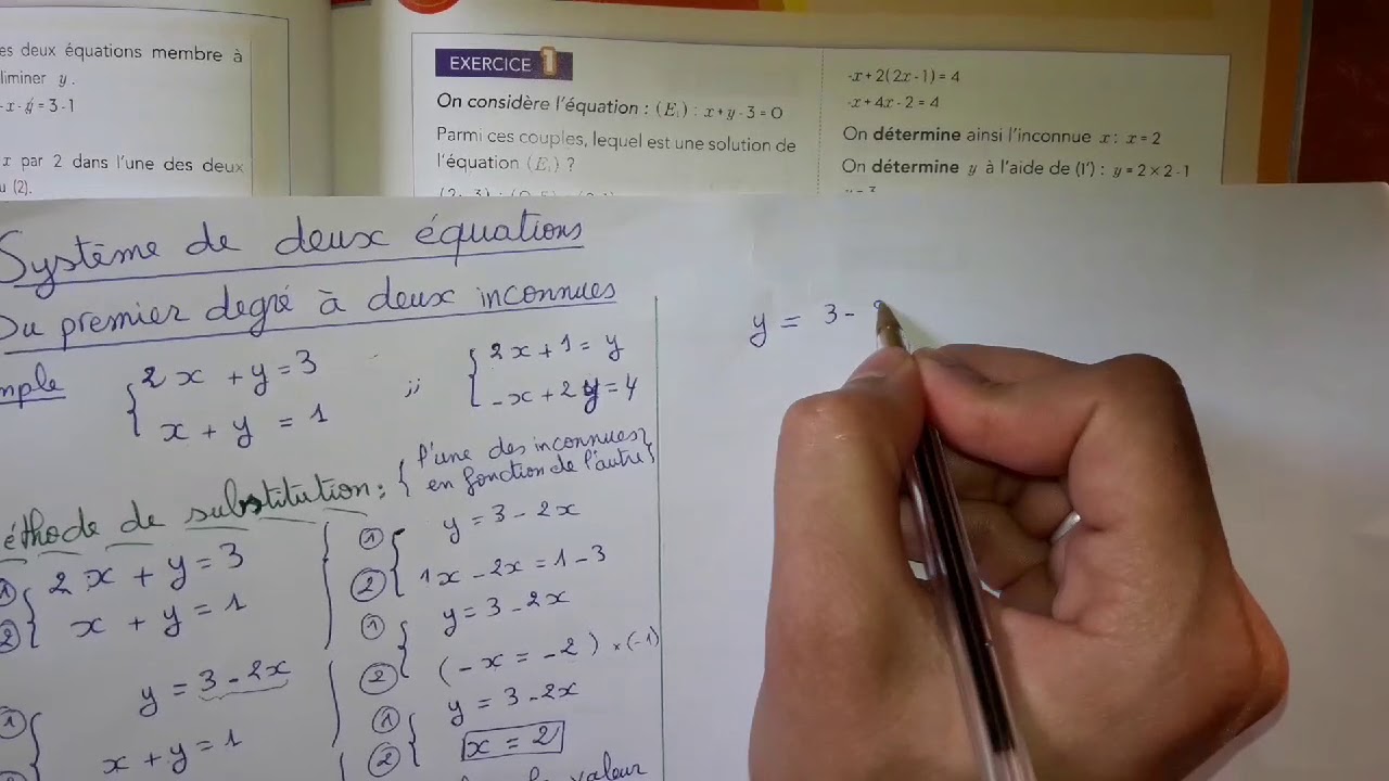 Système de deux equations du premier degré à deux inconnues-methode de substitution