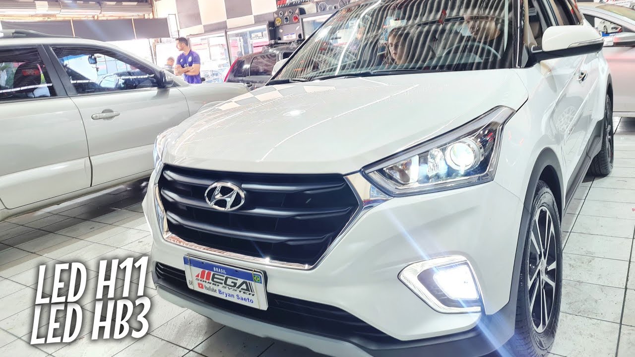 Hyundai Creta Prestige 2020 Lâmpadas Ultra Led Hb3 + Led H11 Luz Curva+ Frisos Laterais Nome Cromado
