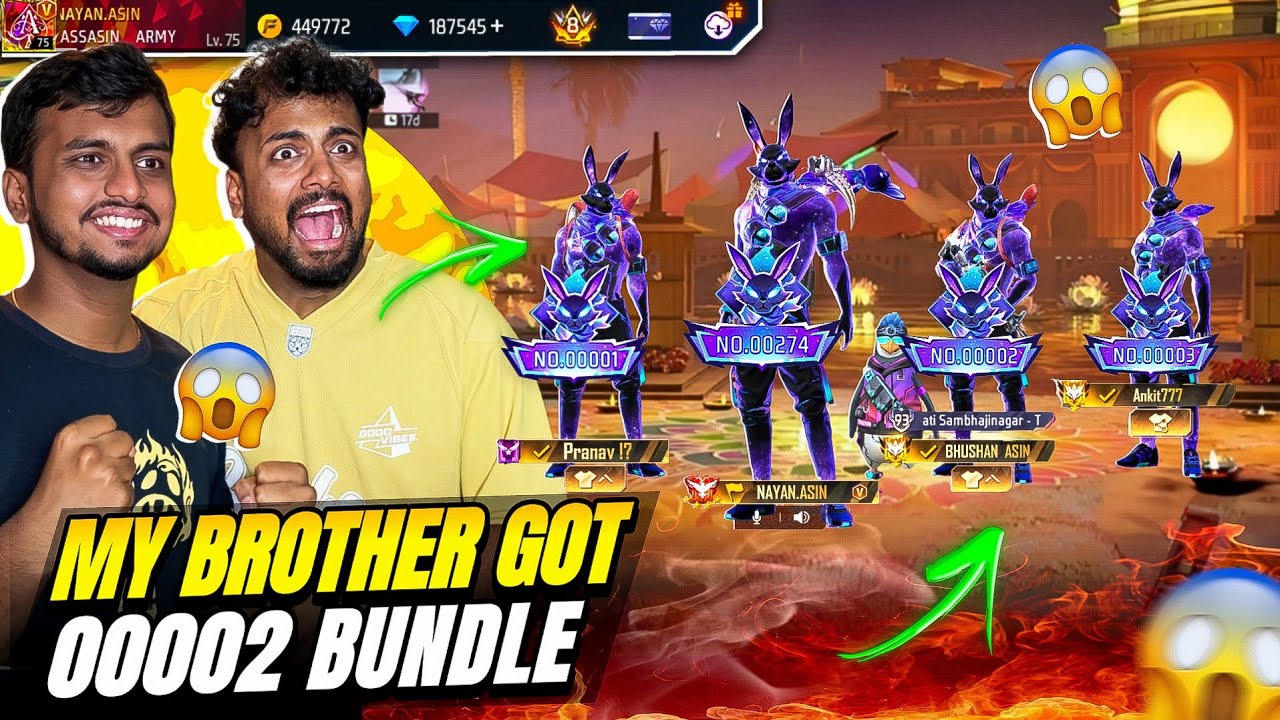My Brother Got 0002 Badge 😱 I Found 00001 Badge Bunny Bundle Player - Garena Free Fire Max 