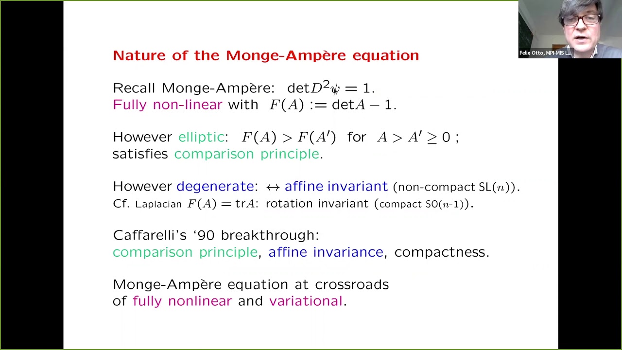 A variational approach to the regularity theory for the Monge-Ampère equation -Felix Otto