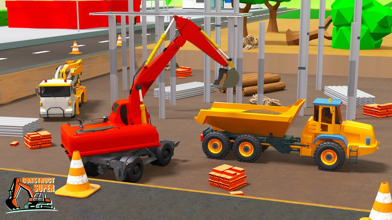 Excavator & Cement Truck Build Luxury House! 🏡 3D Construction