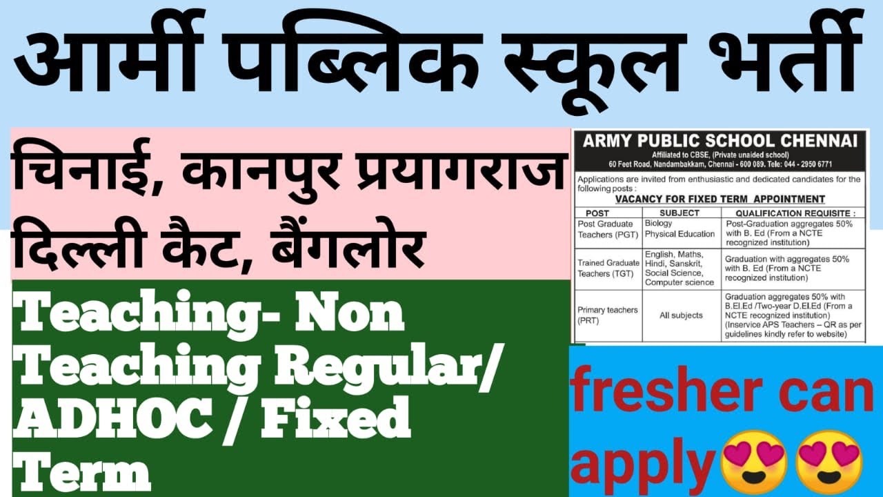 🎯APS Teacher Recruitment 2026 📢 | Army Public School Latest Update | 📚