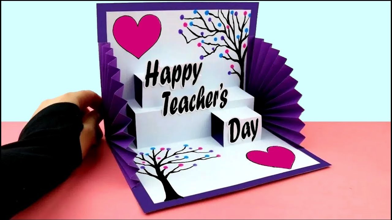 DIY Teacher's Day Pop UP Card with Drawing/ Handmade Teachers Day pop-up card making idea