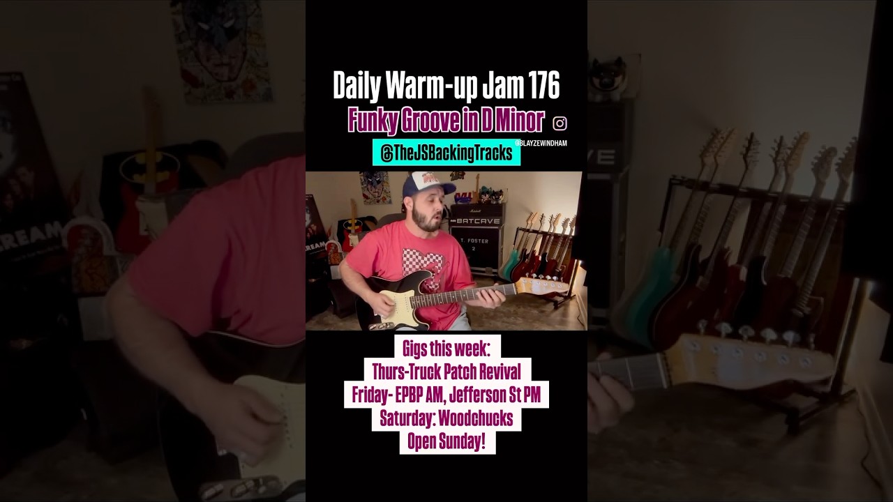 Daily Warm-up Jam 176 (Dm Funk) @TheJSBackingTracks #stblues #guitarsolo #guitar #jam #guitarist