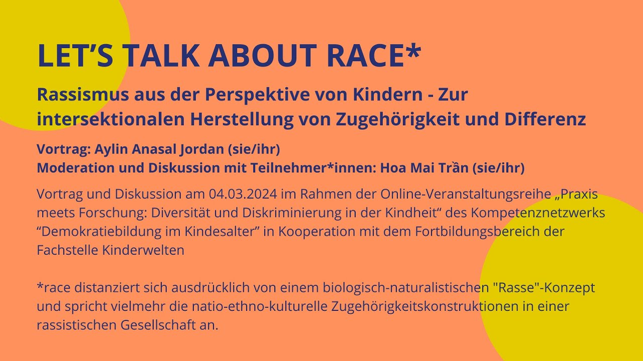 Let’s Talk about Race*! Vortrag mit Aylin Anasal Jordan (Moderation: Hoa Mai Trần)
