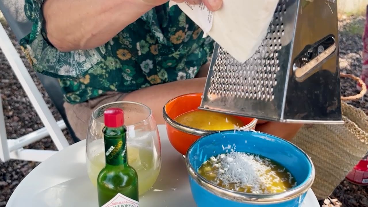Grillade räkor & gul gazpacho