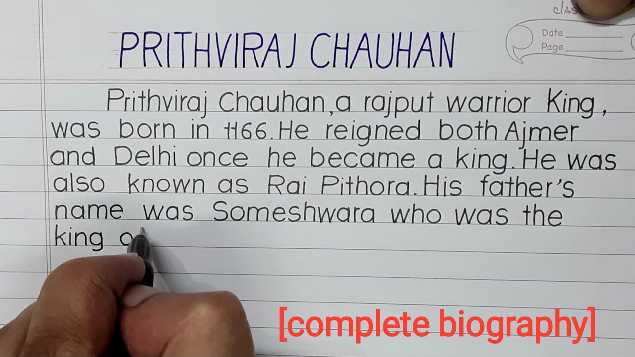 Prithviraj Chauhan complete biography |in English handwriting like print letters |Behroz Calligraphy