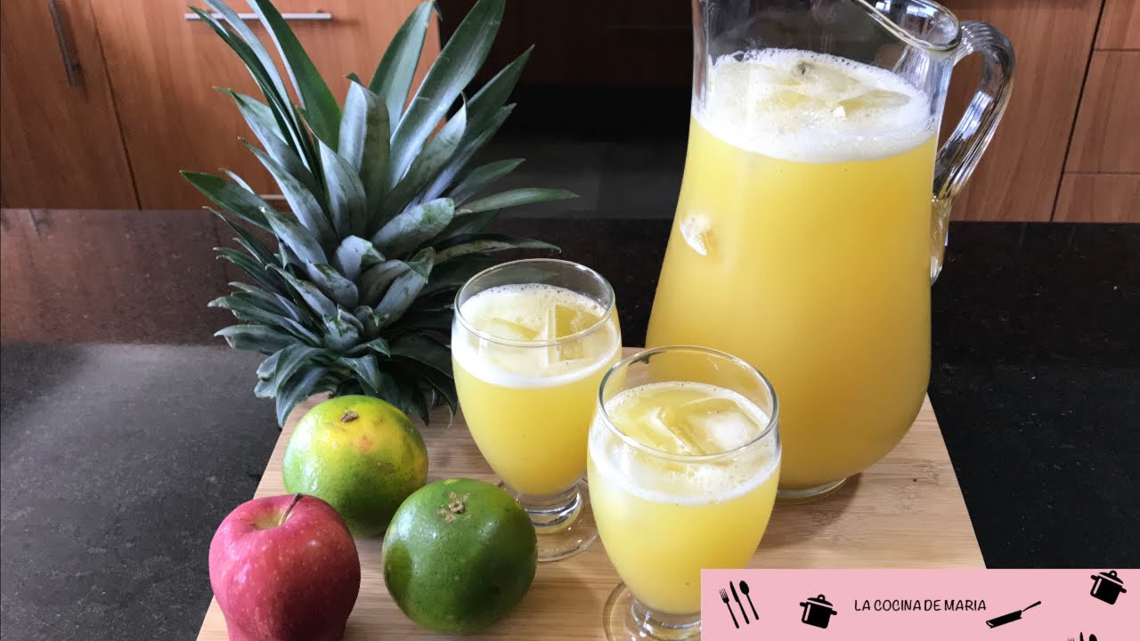 AGUA DE PIÑA, NARANJA Y MANZANA (DELICIOSA COMBINACION)