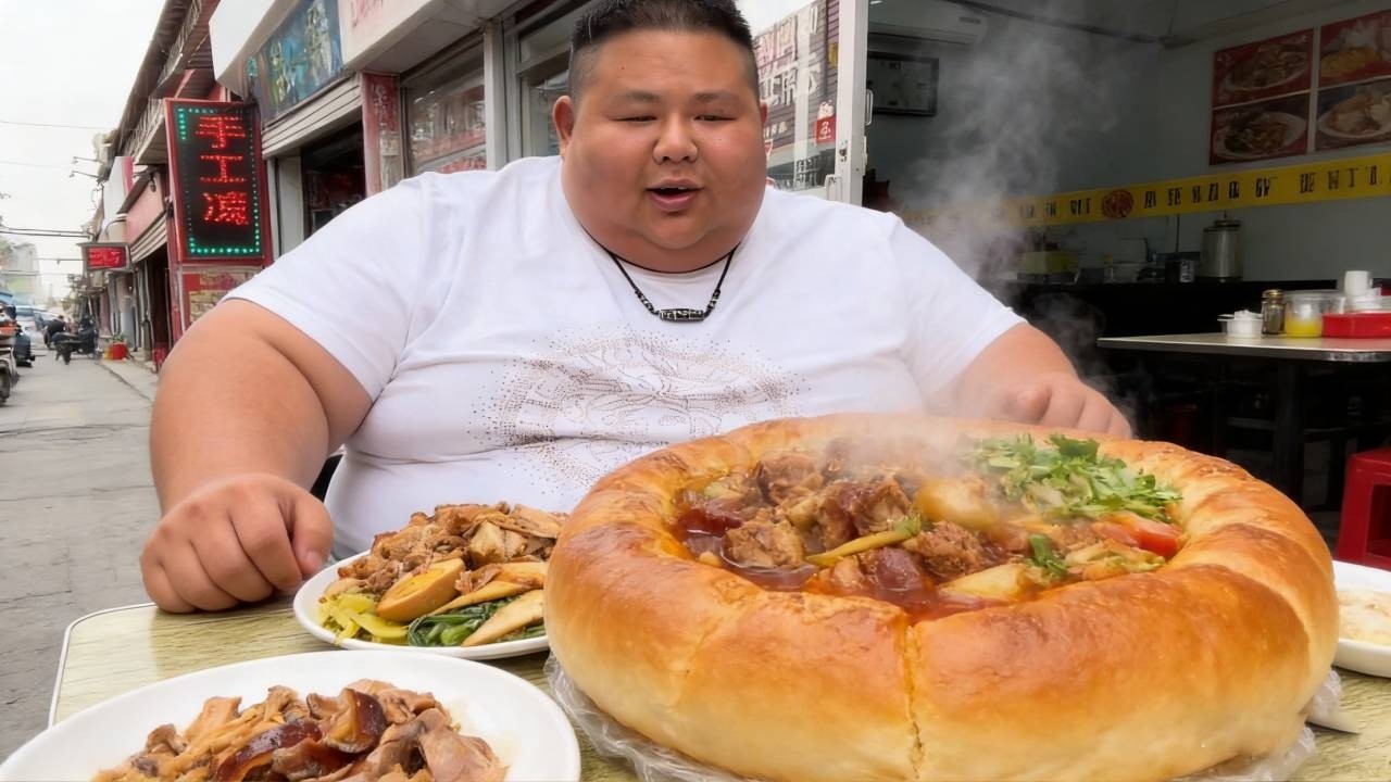 400斤的良子午餐吃什么？超大份的猪脚饭吃到饱！ #良子大胃袋 #良子 #吃播 #大胃王