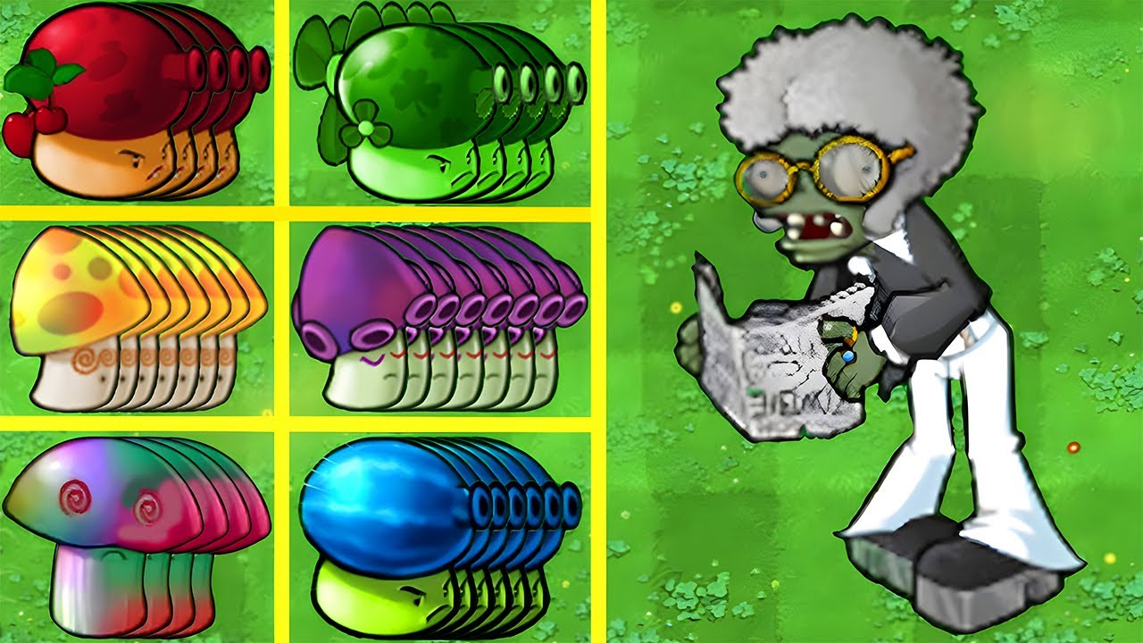 PVZ 1 Fusion Challenge | Old Disco Zombie vs All Mushrooms Plants | Epic Battle!