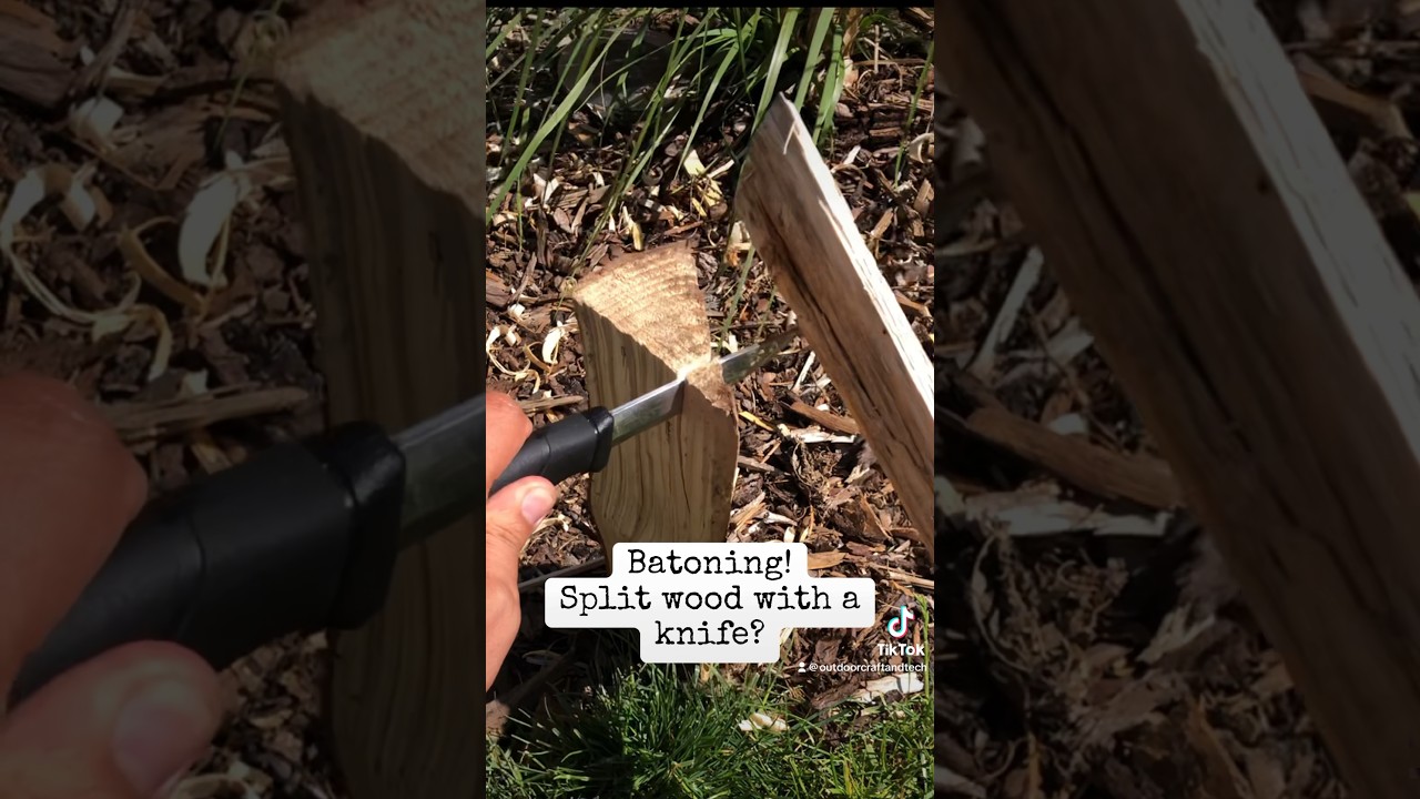 Batoning! Splitting Wood with a knife?! Essential Bushcraft Skill! 🔪🪵