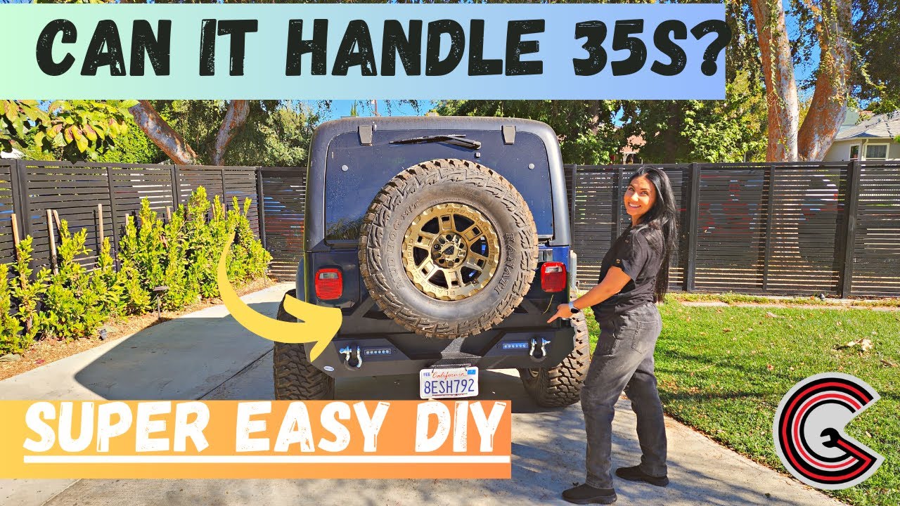 LJ BUILD Episode 5 - Best Tire Carrier Rear Bumper INSTALL with Light Bar for MASSIVE 35s