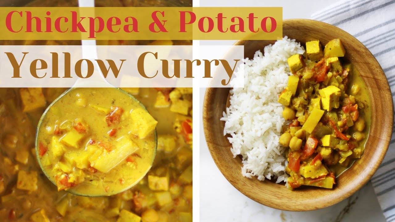 Easy Vegan Chickpea & Potato Yellow Curry with Tofu | Whole Food Plant Based No Oil Dinner Recipe