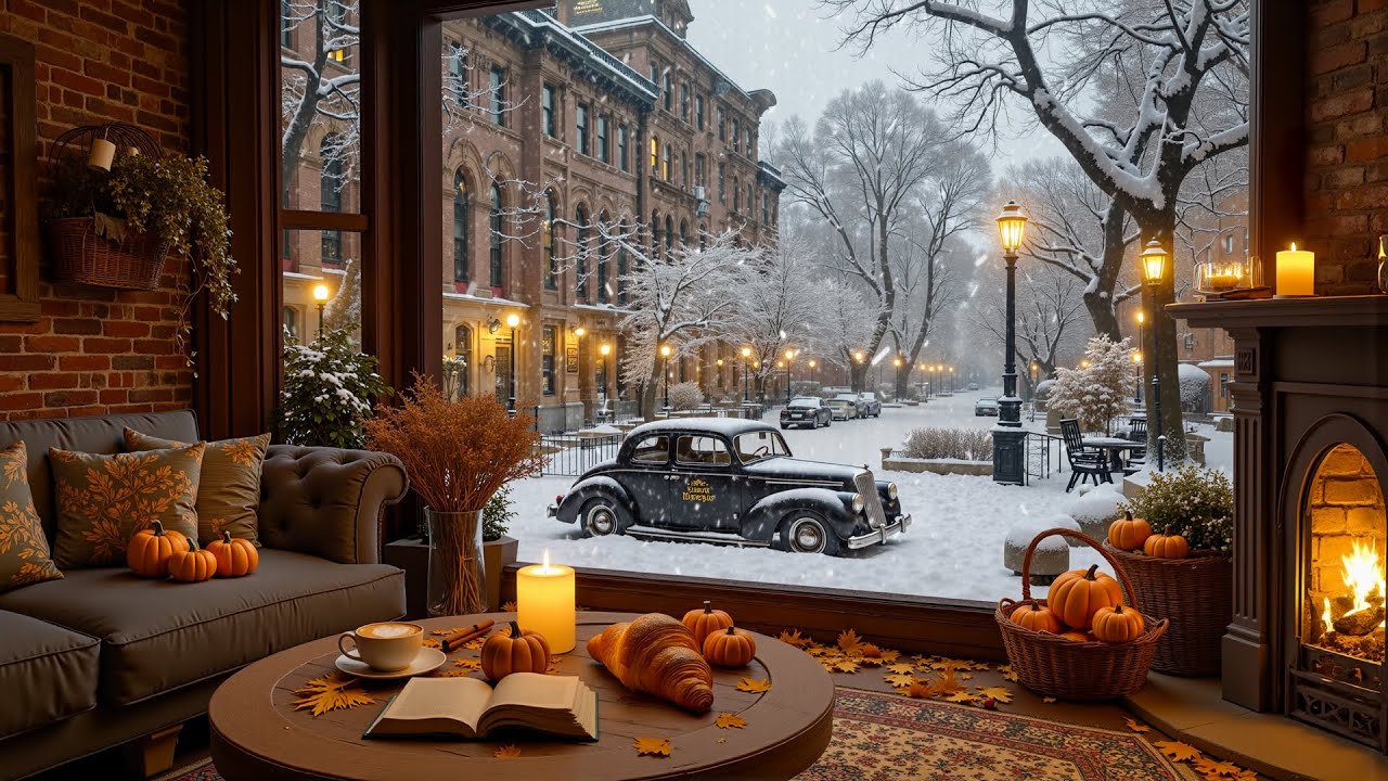 Tranquil Winter Jazz at Cozy Café ❄ Relaxing Jazz Music by the Fireplace for Reading & Reflection