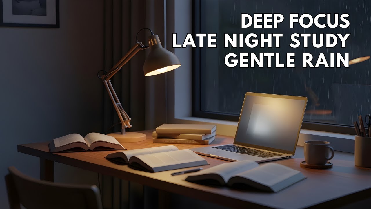 Calm Night Study Room Ambience – Relaxing Music for Focus