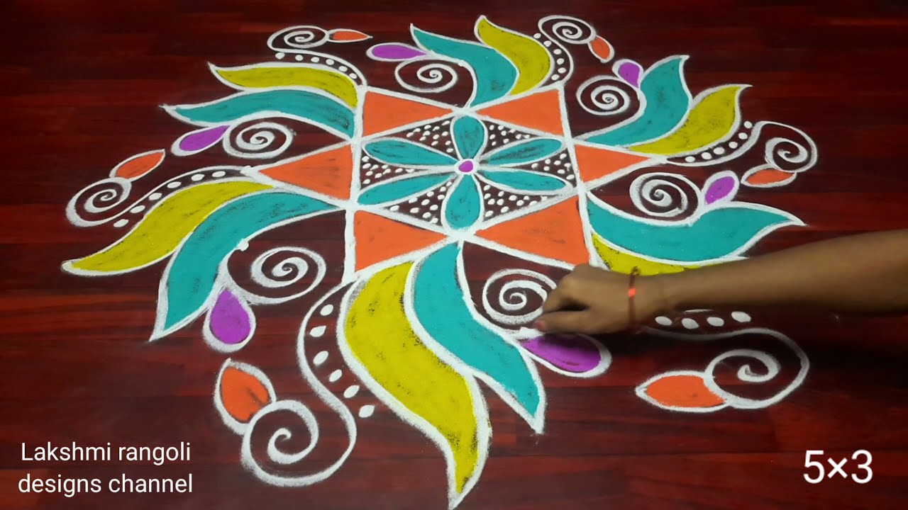 Friday special rangoli kolams | easy festival rangolis | beautiful rangoli muggulu |kolam muggulu5&times;3