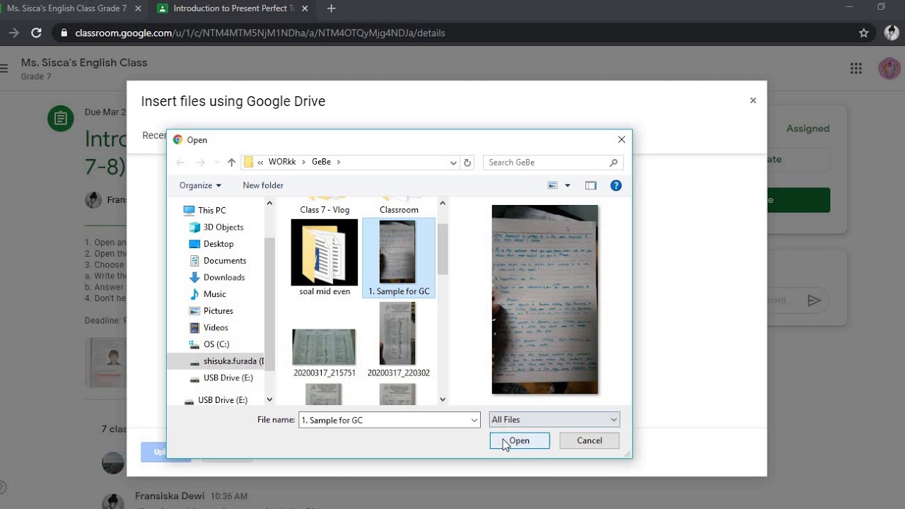 Google Classroom: Step by step on submitting files for assignment