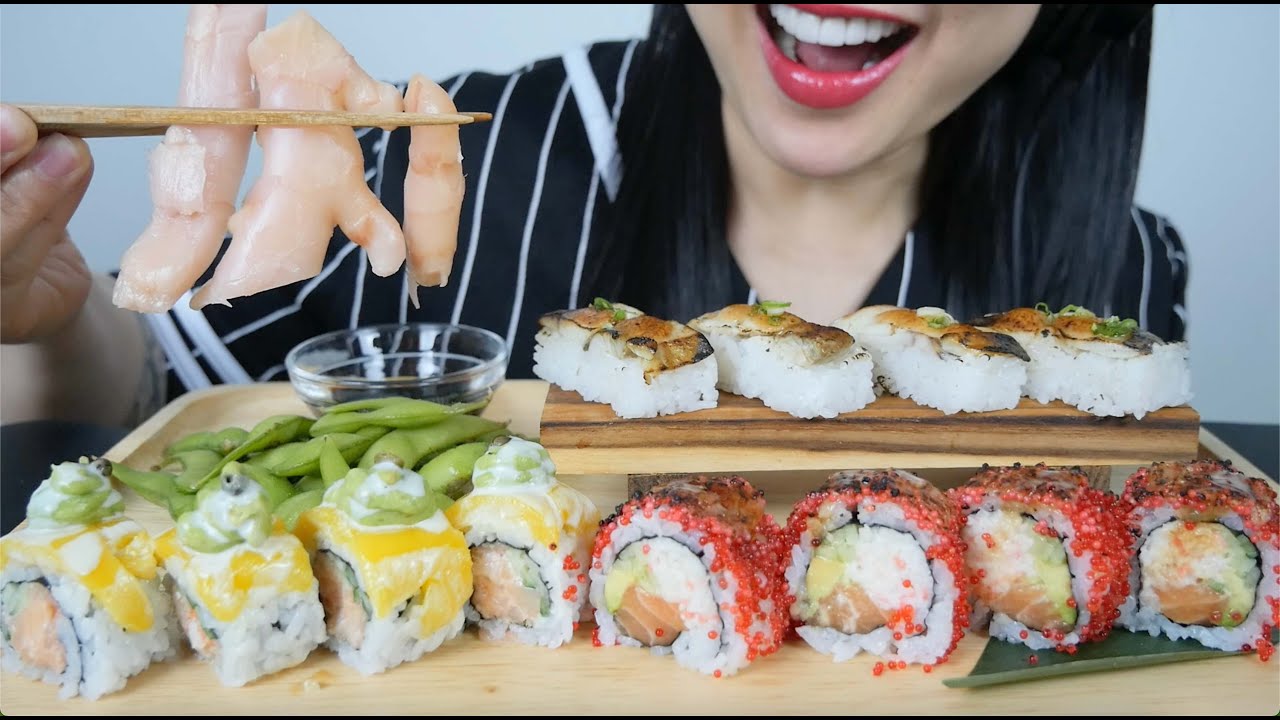 SUSHI PLATTER WITH MY FAVOURITE GINGER (ASMR EATING SOUNDS) NO TALKING | SAS-ASMR