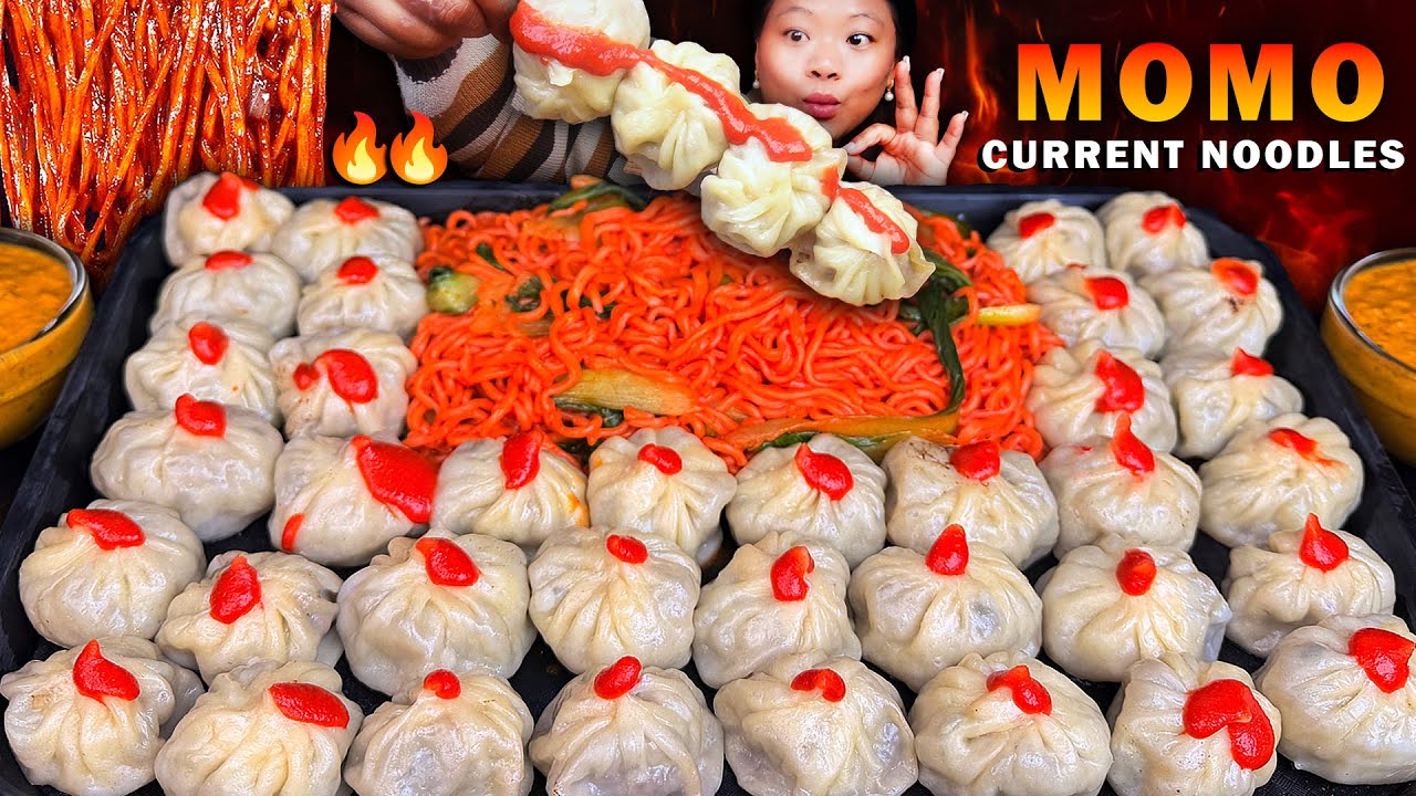 EXTREME Spicy Buff Momo & Noodles Mukbang 🔥Eating Nepali Stree Food 🤩Food Spicy Food Challenge🥵