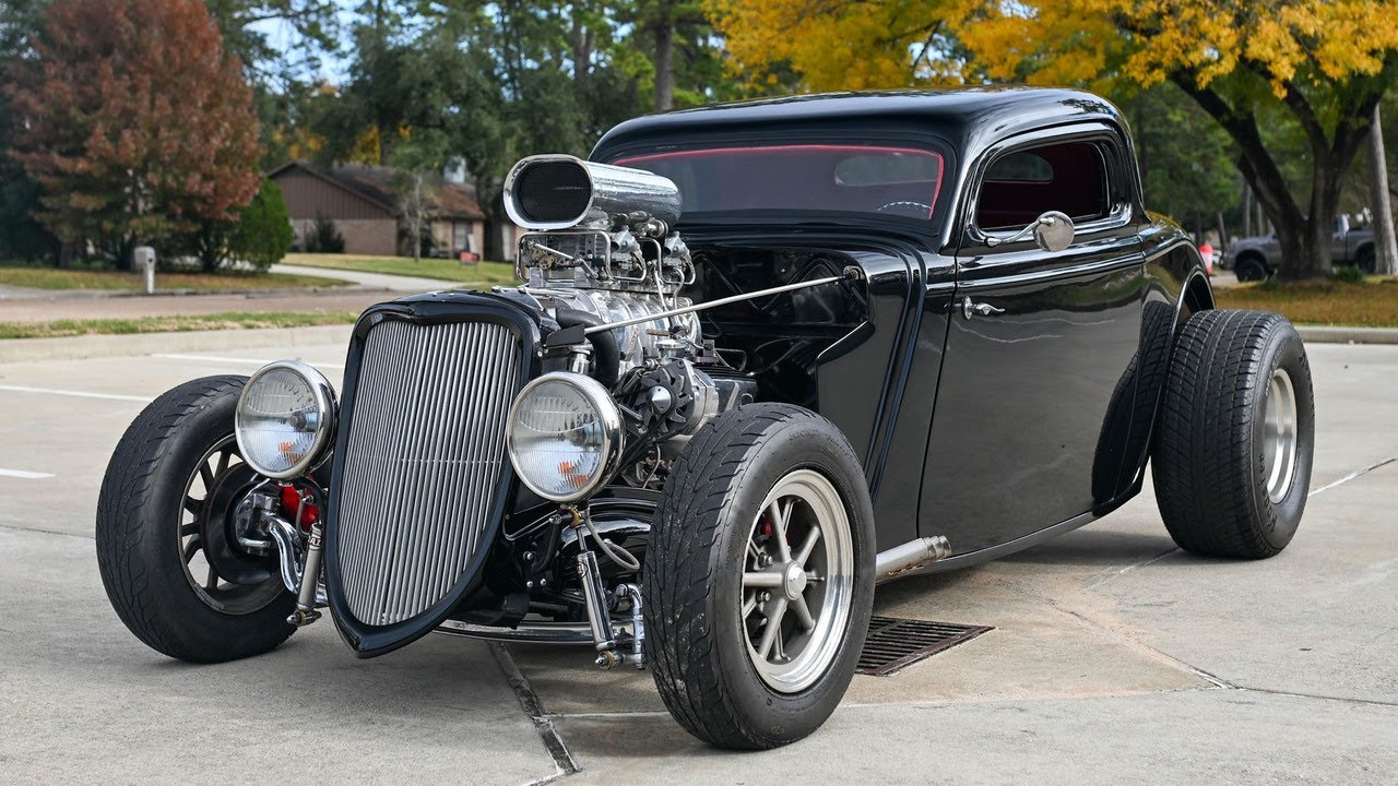 1933 Ford Model 40 3-Window Coupe Hot Rod 350ci Supercharged V8 Walk-around Video