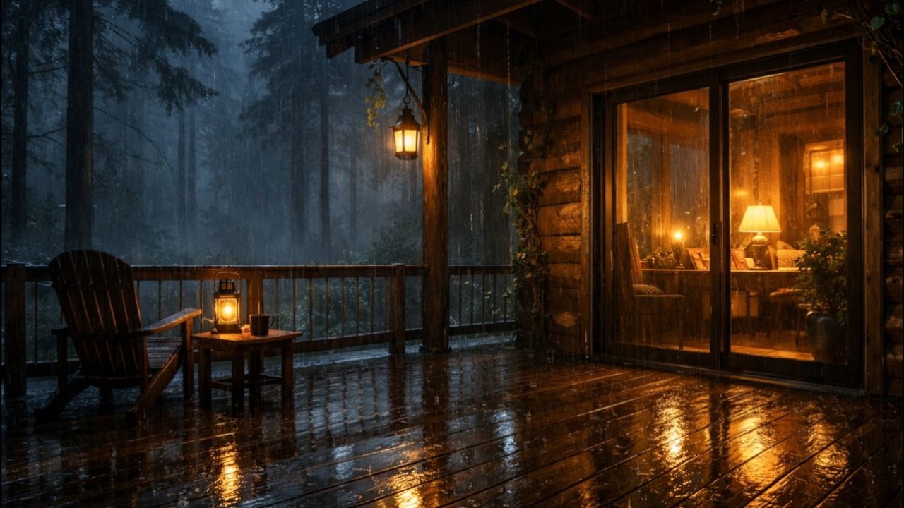 Rainy Forest Cabin at Night 🌧 Cozy Porch Ambience for Deep Sleep (2 Hours)