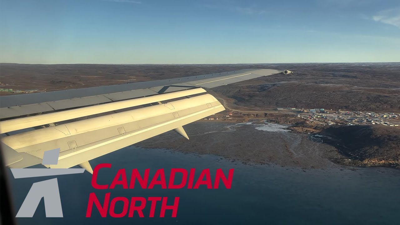 (4K60) Canadian North 737-400 beautiful landing in Iqaluit