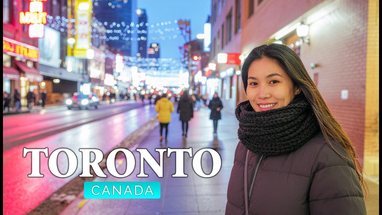 Toronto Chinatown Winter Night Walk (Spadina) POV