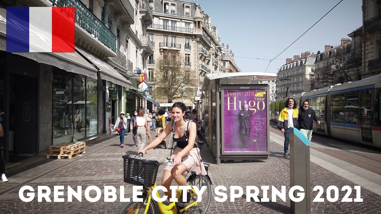🇫🇷 Grenoble city center during April 2021 | France Walking Tour 4K