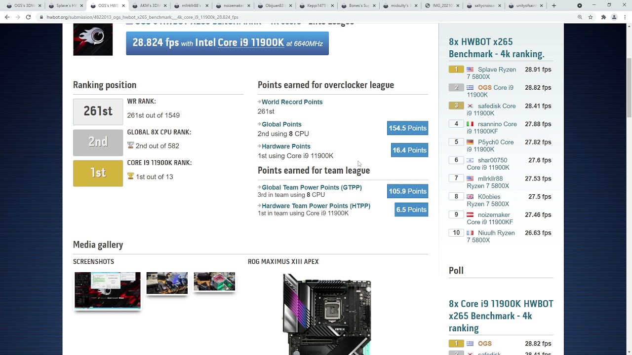 HWbot score round up #20: 7.9GHz FX8320, Samsung 1Gbit G-die, 6.65GHz i3 7350K and more!
