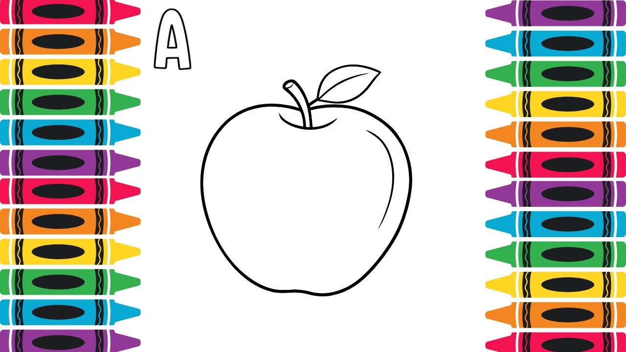 Apple Coloring for kids and toddlers | learn alphabet A