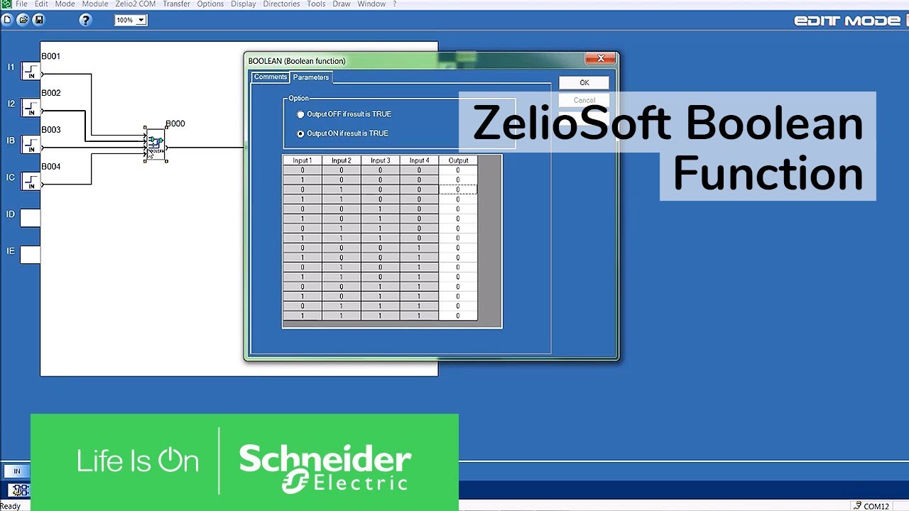 Using Boolean Function in ZelioSoft Function Block Diagram | Schneider Electric Support