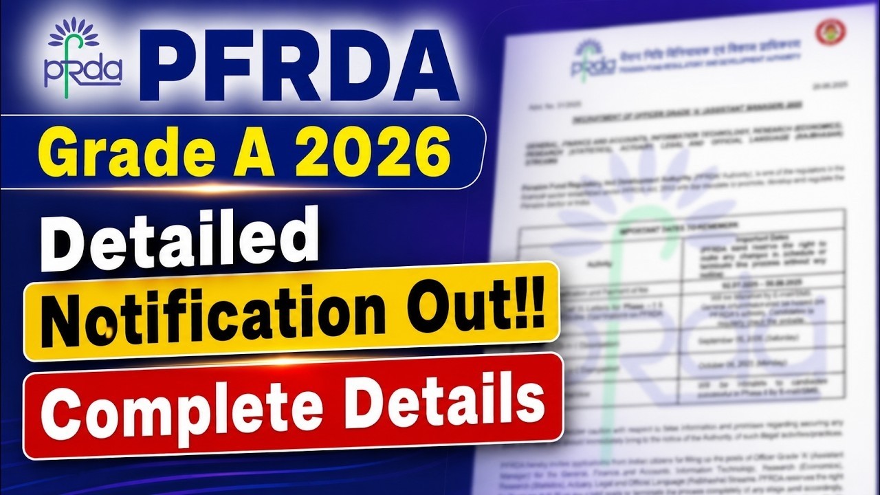 PFRDA Grade A Notification 2026 | PFRDA Assistant Manager Notification Out | PFRDA 2026