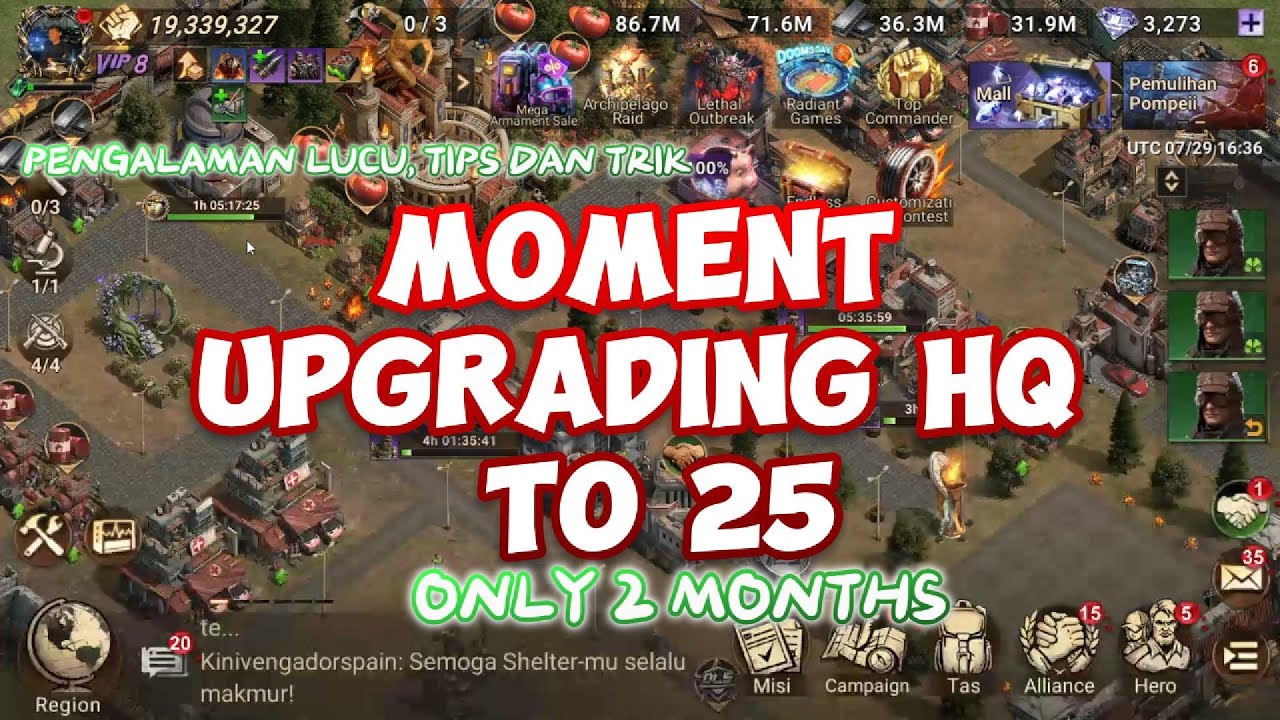 MOMENT Upgrade HEADQUARTER Level 25  |  FULL TIPS dan TRIK Doomsday Last Survivors (DLS)  |  Aidon