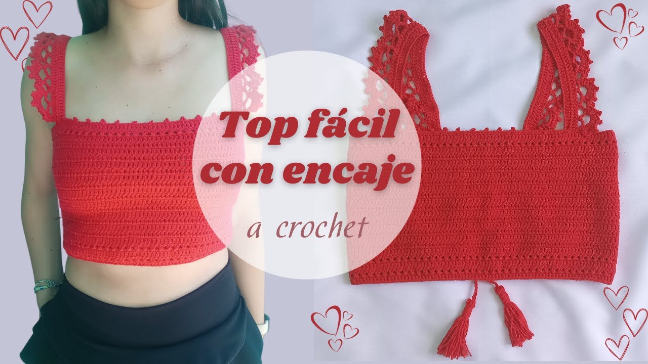 ❤️ TOP A CROCHET CON ENCAJE ❤️fácil y rápido de hacer ✨Te encantara