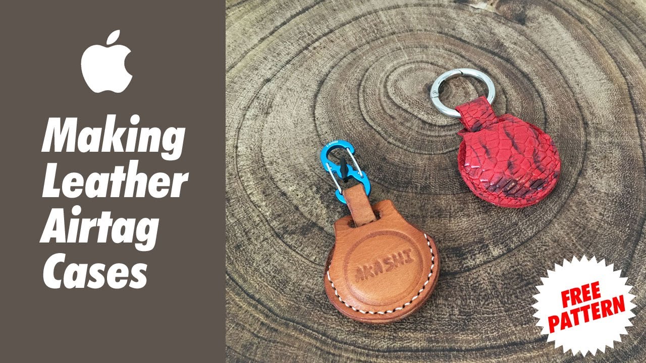 Making Leather Apple Airtag Cases (Free Pattern, Leathercraft ASMR)