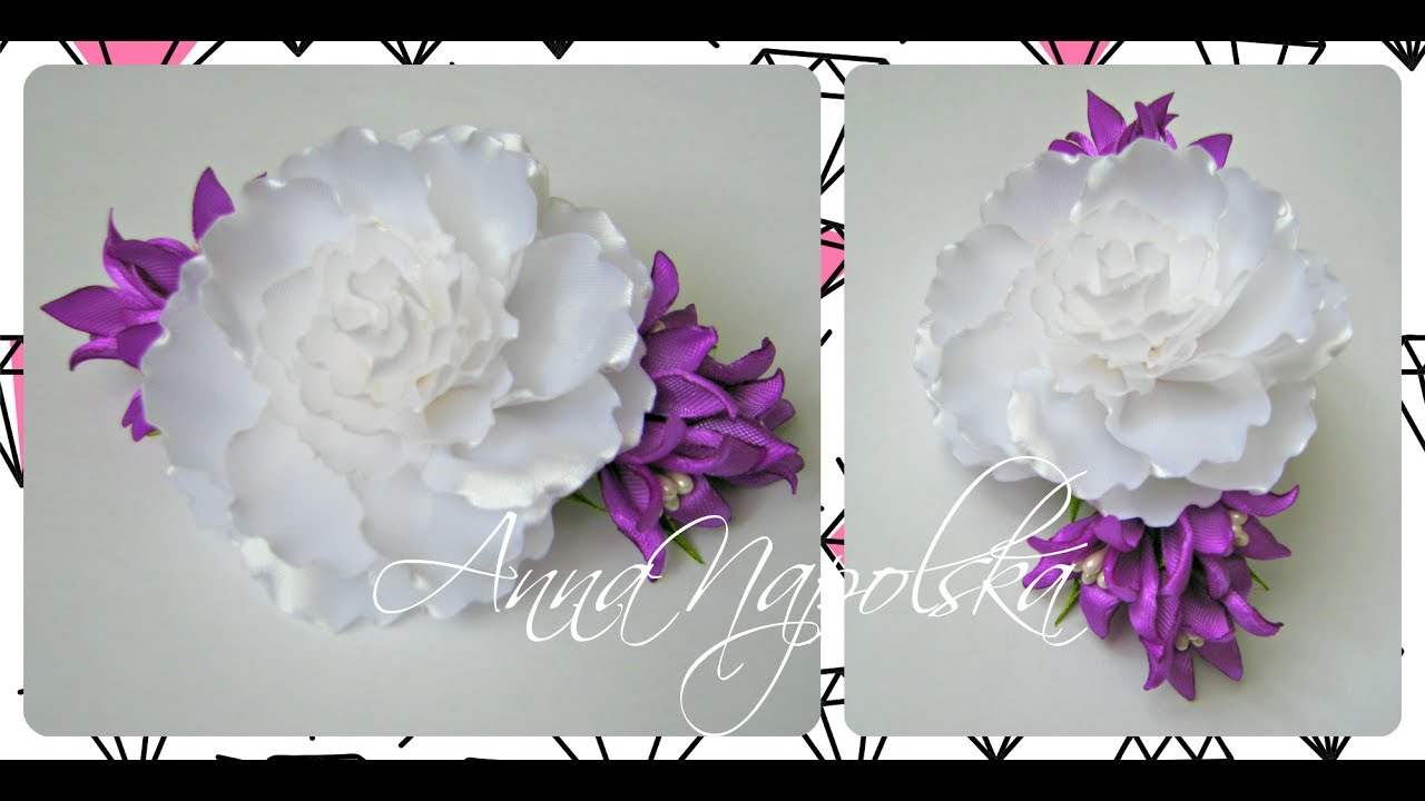 Заколка-автомат канзаши з трояндою. Заколка-автомат с розой своими руками. Hairpin rose kanzashi