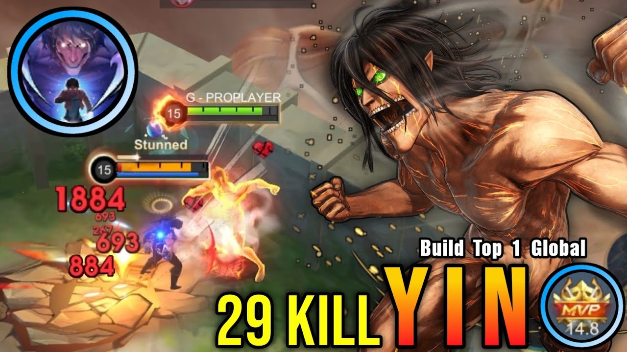 29 Kills!! Yin Attack on Titan Skin Monster Offlaner!! - Build Top 1 Global Yin ~ MLBB